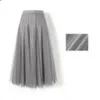 Skirts Women Mesh Elastic Tutu Beach Spring Summer Korean High Waist Fashion Pleated Long Black White Tulle 230427