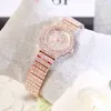 Женские часы высококачественные японские движения роскошные бриллианты для женщин розовые золотые.