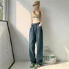 Jeans para mujer Mujeres de cintura alta Casual Sexy Vintage Moda Estilo coreano Calle Pierna ancha Pantalones de mezclilla Primavera Otoño Color sólido