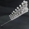 Grampos de cabelo clássico cz zircônia cúbica balançar pérola casamento nupcial tiara diadem coroa feminino festa jóias acessórios ch10090