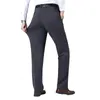 Men's Pants Men Office ciepły pluszowy garnitur Stylowy wysoki talia głębokie krocze gotowe do biznesu z kieszeniami polar