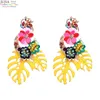 Stud Boho Colorful Earrings Flower Resin Wholesale Green Crystal Dangle Jewelry Cute Statement Pendant Earring For Women 2023 231127