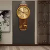 Relojes de pared Reloj de bronce retro cervatillo con péndulo de madera sólida cuarzo tranquilo puntero sala de estar digital reloj colgante