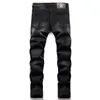 Jeans pour hommes printemps automne déchiré noir jeans hommes mode crâne broderie mince pantalon extensible discothèque moto tendance vêtements 231127