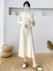 Casual Dresses French Elegant Slim Sticked Dress Women Autumn and Winter Doll Collar Long Sleeve A-line tröja Sweet Femele Robes T1768