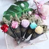 装飾的な花5pcsミニローズフラワーブーケバレンタインデーギフト手作り乾燥石鹸PO小道具結婚式パーティーの装飾