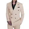 Abiti da uomo Giacca da completo Gilet Pantaloni Moda Doppio petto Casual Business Maschio Sposo Abito da smoking da sposa 2 pezzi Set Blazer Cappotto