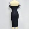 Casual Dresses Foreign Trade Women's Fashion Elegant Black Feather Bra Dress Tight Elastic Bandage Birthday Party Clothing Summer Est Wear