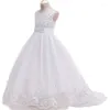 Flickaklänningar Tailing Girls Christmas Dress Costume White Bridesmaid Kids Clothes Children Long Princess Party Wedding Vestidos 14 10 12 12