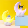 Novidade itens led romântico kuromi luz quarto decoração em forma de lua noite cinnamoroll boneca bonito lâmpada de mesa crianças presente