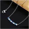 Jewelry Pendant Necklaces Cute Female Small Round Necklace Sier Color Wedding Chain Vintage Blue Opal For Drop Delivery Baby, Kids Mat Dhmbg