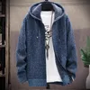 Chandails pour hommes Cardigan à capuche pour hommes pull tricoté hiver épais polaire chaud manteau de tricots de style décontracté couleur unie Cardigan hommes pulls à capuche 231127