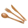 3 Pcs/Set Reusable Bamboo Flatware Portable Cutlery Set Knives Fork Spoon Travel Camp Dinnerware Set Cooking Kitchen Tools Cubiertos De Bambu Reutilizables