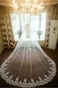 Bruids sluiers voile mariage 300 cm kanten rand witte ivoor kathedraal bruiloft sluier lange vrouwen accessoires veu de noiva