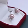 Studörhängen ED021 LEFEI Fashion Classic Luxury 11-12mm Strong Luster Få Flaw Fase Pearl Flower Women S925 Silver Charms Gift