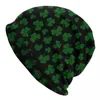 Berets Shamrock Leaf Green Bonnet Hats Knitted Hat Fashion Outdoor Skullies Beanies Men's Women's Spring Thermal Elastic Caps