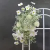 Dekorativa blommor White Baby Breath Orchid Rose Wedding Backdrop Arch Deco Hanging Floral Row Arrangement Flower Ball Party Event