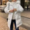 女性のトレンチコートコートコートブリングウェットルック冬の女性綿ふさぐフッフィー長袖厚い暖かい女性ルーズカジュアルオーバーコートトレンディ