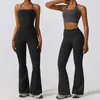 Aktive Sets Sport Overall Für Frauen Fitness Flare Hosen Ein Stück Yoga Anzug Tanz Gym Outfits Bodysuit Sportswear Workout set