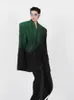 남자 양복 블레이저 PFNW자가 제작 된 소수의 검은 녹색 그라디언트 어깨 쿠션 프로필 재킷 느슨한 하이 스트리트 틈새 디자인 12A5547 230427