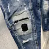 Jeans masculino Hole masculino Black Patch Splash Ink arranhado Ripped Fashion Pants T151-1#