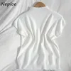 T-shirt neploe mode allmatch swetry dammskie bluzki fast färg sweter z dzianiny wiona nua koszulka damska prosta dzianina tshirt k