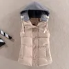 Gilet 2021 donne di inverno solido gilet di spessore con cappuccio casual femminile caldo outwear cotone imbottito ufficio signore monopetto chaleco mujer