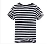 Magliette t-shirt semplici ragazze e ragazzi t-shirt unisex a strisce bianche in cotone top abiti per bambini estivi per 2 3 4 6 8 10t RKT174001 230427