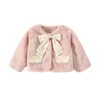 Jaquetas outono inverno crianças casacos de seda bowknot moda princesa meninas coral velo bebê superior outerwear 0-4 anos crianças jaqueta roupas