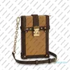 M63913 M67873 dikey gövde pochette tuval debriyaj messenger kadınlar gerçek deri tasarımcı kare çantası mini crossbody shou271m