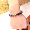 Filo 10mm Pietra lavica Pietra antica Mantra Bracciale con ciondolo Mani Padme Hum OM Regalo fatto a mano per gli uomini Karma religioso Wrsit Gioielli