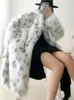 Fourrure Femme Fausse fourrure femmes hiver fausse fourrure de renard manteau dame décontracté neige imprimé léopard veste de fourrure femme épais chaud mi-long peluche vêtements d'extérieur 231127