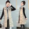 Women's Vests 2023 Winter Coat Sleeveless Vest Jacket Black Hooded Padded Loose Long Down Fashion Casual Outerwear Female 231124