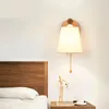 Wall Lamp Nordic Cloth Art Sconce Lights Bedroom Bedside Solid Wood Creative Pull Switch Study Led Reading Eye Care