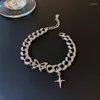 Bracelets de charme Vintage délicat strass croix étoile charmes papillon bracelet pour femmes Egirl mode coréenne brillant bijoux à la main