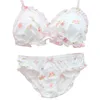 Set di reggiseni Pink Sakura Cute Japanese Bra Mutandine Set Wirefree Soft Underwear Sleep Intimates Set Reggiseno e mutandine Kawaii Lolita 230427