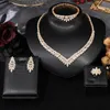 Beaded Necklaces Fashion Minimalist 4piece Cubic Zirconia Bridal Wedding Jewelry Set Saudi Nigeria Womens Romantic Dress 231124