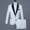 Men's Suits Men Long Sleeve Button Up Party Banquet Dress Costumes White Wedding Tuxido Two Piece Set Plus Size Pants 4xl