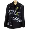 Mäns kostymer Blazers Fall Fashion Office Lång ärmmålad brev Blazer Street slitage enkel bf stil lös kostym jacka 230427