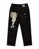 Men's Jeans 2023 Hip Hop Streetwear Fashion Devil Print Low Waist Straight Wide Leg Pants Retro Casual Loose Denim Trousers 230427