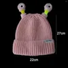 Berets Lumineux LED CARTOON MIGNE CARIGNE BIG EYES CAPS CAPS FEMMES COROIEN COUPLE DRAY-TIFE CHAPLE Y2K FORME HIVER CHAUD CHAUD CHAUD pour la fête