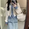 Women's Knits Korean Chic Contrast Polo Sweater With Reduced Age Small Fragrance Style Cardigan Autumn/Winter Design Feel Knitted Top