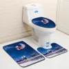 Covers 3pcs Set Bathroom Mat Set Christmas Toilet Seat Cover Antislip Rugs Water Absorption Doormats Home Decoration Carpet