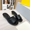 Women Slippers Fashion Designer Sliders Open Toe Genuine Leather Metal Chunky Heels Summer Sandals EU 35-42 With Box