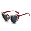 Sunglasses Europe And The United States Personality Love Diamond-set Glasses Fashion Every Match Heart Woman