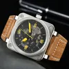 최고 디자이너 품질 44mm Mens Bell Watch 방수 자동 이동 기계식 사파이어 유리 스테인리스 스틸 남성 Ross Wristwatches