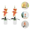 Fleurs décoratives 2 pièces orchidée en pot réaliste, fausses plantes artificielles de bureau, Simulation de Phalaenopsis