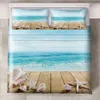 Zestawy pościeli Summer Blue Beach Sea 3PCs/Set Setding Arkusz SHIRET POOM POOM POOM POILD PLAIND CASE PLASDING ZESTAW 230427