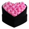 Flores decorativas 16 rosas naturales preservadas en una caja de terciopelo eternas reales que duran hasta 3 años Cumpleaños Regalos del día de San Valentín para ella