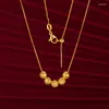 Pendants Pure 24k Gold Color Frosted Lucky Beads Necklaces Chain For Women Girl Golden Chocker Chains Wedding Fine Jewelry Gifts Not Fade